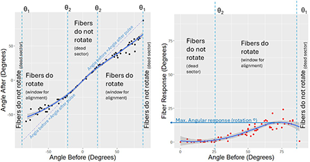 Preliminary study to determine the angles of the dead zones and the fiber response in the angles of the window or activation range.